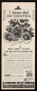 1941 Schwinn Bicycle Bike Vintage Christmas Print Ad
