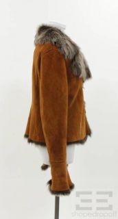 Adriana Chestnut Brown Shearling Button Front Jacket Size Medium