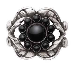 georg jensen silver ring 10 moonlight blossom with black agate