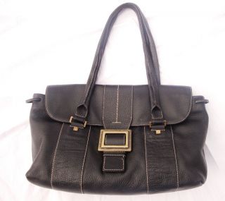 Vintage Adrienne Vittadini Black Leather Handbag XL   PEBBLE LEATHER 