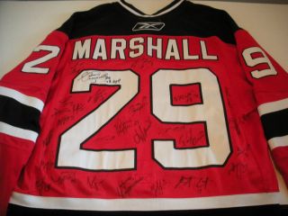 Game Worn Team Signed AHL Lowell Devils Grant Marshall Jersey 