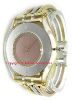 SFK240B New Ladies Watch Swatch Swiss Tri Colours Bracelet