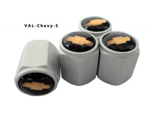 AGT 4pcs Silver Aluminum Valve Caps Stem Tire Cap For Chevy Cars 