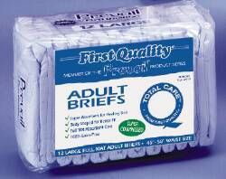 First Quality Adult Briefs Diapers Large Case of 72