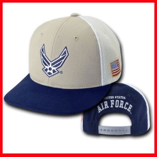 Air Force USAF Flat Bill Snap Back Deluxe Mesh Grey Baseball Cap Hat 