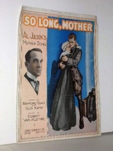 So Long Mother Sheet Music Al Jolson Soldier Art 1917