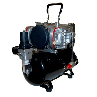 Twin Piston Airbrush Air Compressor w Tank 2yr Warranty