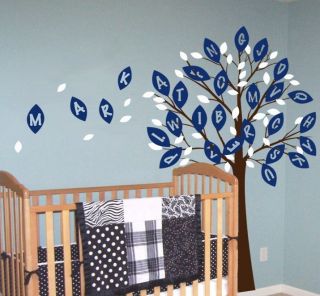 Tree Alphabet Leaves and Custom Name Children Nursery Vinyl Wall Decal 