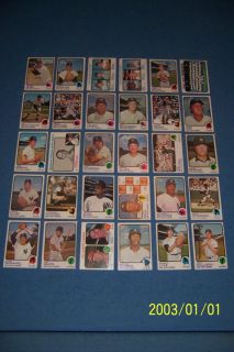 1973 Topps New York Yankees Complete Team Set of 30 Cards Thurman 