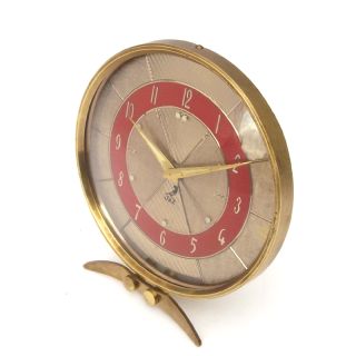 French Modernism 1950s Jaz Desk Brass Alarm Clock