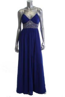 Aidan Mattox New Blue Embellished Chiffon Empire Formal Dress Gown 4 