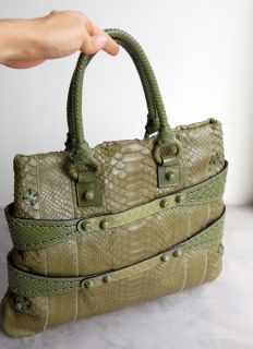   10 new with tags and dustbag material olive green python skin bright