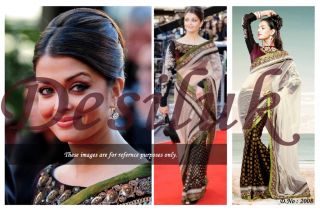   Bollywood Bridal Wedding Designer Embroidery Saree Sari Aishwarya Rai