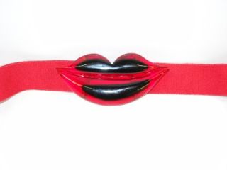 New Alessandro Dell Acqua Red Lips Elastic Belt O S