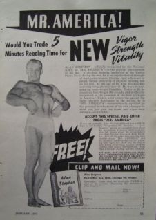 1947 Mr America Alan Stephan Muscle Man Bodybuilder Ad