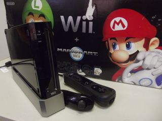   Wii Black Console Bundle AV Cables Power Cord Controller More