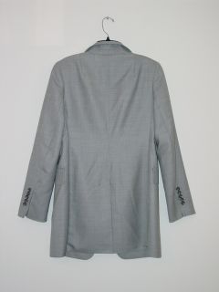New AKRIS Strada Grey Wool Silk Melange 1 Button Long Pasotti Blazer 