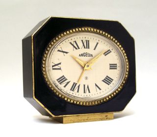   Small Angelus 8 Days Enameled Alarm Clock Swiss Made 1950S