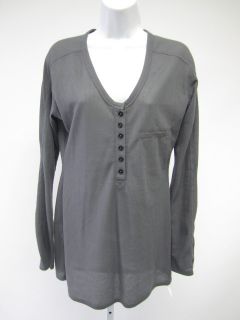 ALEXANDER WANG Gray Cotton Long Sleeve Thermal Knit Shirt Sz L
