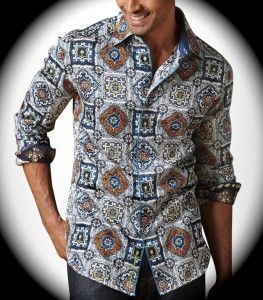 Robert Graham ALEXANDRIA (XL) Printed Silk Jacquard Sport Shirt NWT