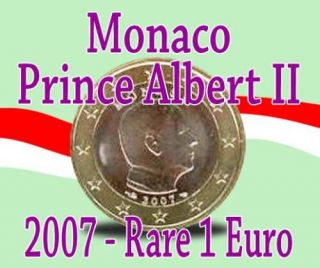 RARE New 1 Euro Coin Prince Albert II Monaco 2007 UNC