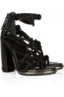 Alexander Wang Tempest Heels Sandals Knotted Strappy Leather Chunky 39 
