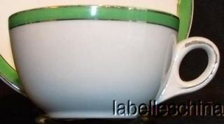 Alfred Meakin Selwyn Hotel Ware Teacup and Saucer Lime Green and Gilt 