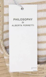 Philosophy Di Alberta FERRETTI White Tan Beaded Snap Cardigan Size 10 