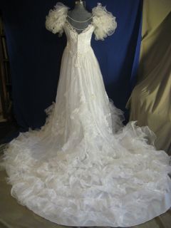 ALFRED ANGELO vtg 80s sz L retro Victorian wedding gown dress 