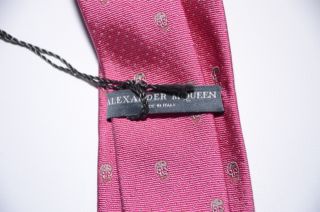 Alexander McQueen Pink Skull Tie BNWT Silk 100 Authent