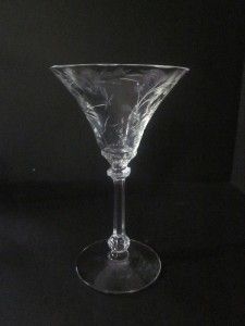   Martini Cocktail Glass, Heisey ALBEMARLE Crystal with Floral Cutting