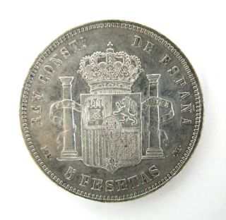Spain Silver Coin 5 Pesetas 1888 Alfonso XIII 16