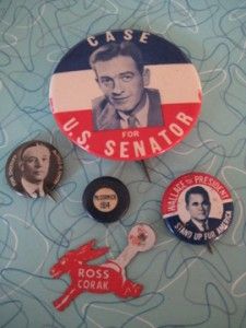 Political Buttons Pins Lot Case Wallace Smith McCormick