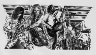 Van Halen Eddie Guitar Drums Sketch Duran Music Concert Poster Print 