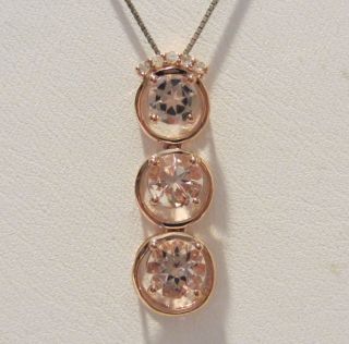 Morganite 10K Rose Gold Pendant with Genuine Diamond Accent