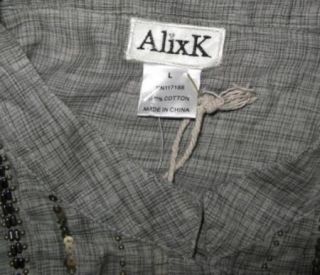 Anthropologie Alix K Lightweight Grey Plaid Tunic Blouse Sz L New 