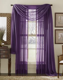 PC Scarf Panel Curtain Sheer Window Purple New