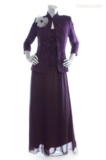 ALEX EVENINGS 2pc Mother of the Bride LONG DRESS w Matching JACKET 