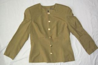 GUC Womens Linda Allard Olive Green Silk Blazer Size 4