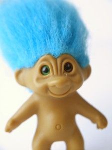  Rare? Old Vintage Tab Back Wishnik Troll Doll Two Different Color Eyes
