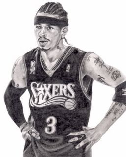 Allen Iverson Lithograph Poster in 76ers Sixers Jersey