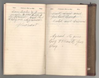 1891 Diary Andrew Hull A Jackson Hull Whitingham VT