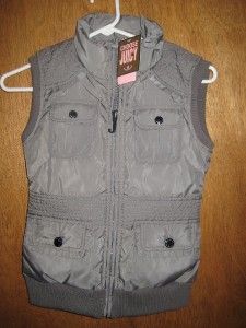 Juicy Couture Girls Sz 8 Grey Slate Sleeveless Puffer Vest Ski Jacket 