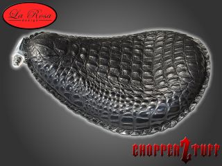   Chopper Bobber Solo Seat Black Alligator skin texturized leather