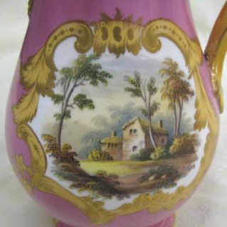 Antique Derby England Soft Paste Painted Pink Pitcher