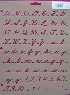 Stencil Cursive Alphabet Upper Lower Case Numbers