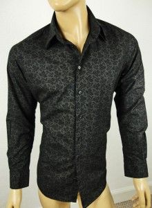 Zara Mens Black Floral Paisley Design Alfie Moon Style Shirt Top Size 