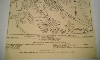 Map of Alleghany El Dorado Gold Mining Co District Sierra County 