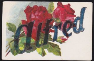 Antique Name Alfred Vintage Greeting Postcard VP 9624