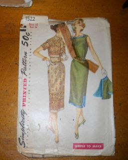 SIMPLICITY PATTERN SIZE 16 BUST 34 VINTAGE SEWING ONE PIECE DRESS 